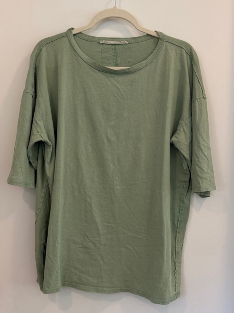 We The Free Oversized Cotton Short Sleeve Tee in Green |Size XSmall | PTP-24”